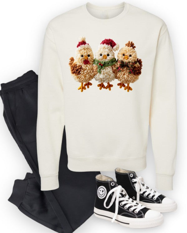 Latch Hook Fluffy Chickens Graphic Sweatshirt
