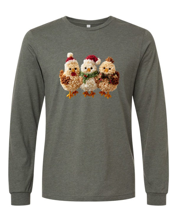 Latch Hook Fluffy Chickens Long Sleeve Graphic Tee