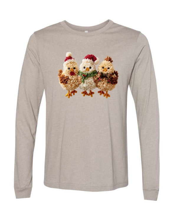 PLUS Latch Hook Fluffy Chickens Long Sleeve Graphic Tee