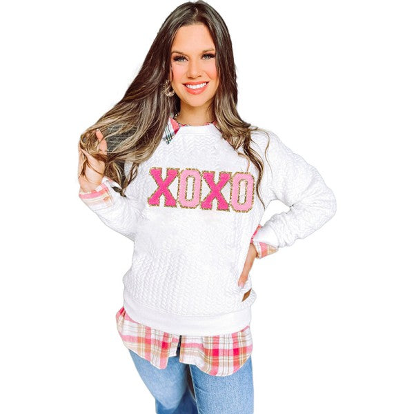 Merry And Bright Cable Knit Pullover Sweatshirt