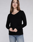 Zenana Cotton V-Neck Long Sleeve T-Shirt