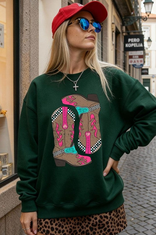 Western Cowgirl Boots Graphic Sweatshirt