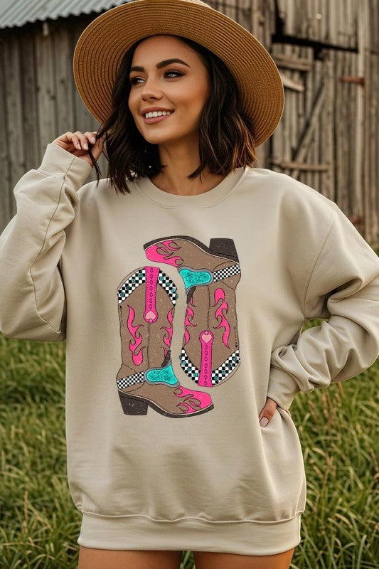 Western Cowgirl Boots Graphic Sweatshirt