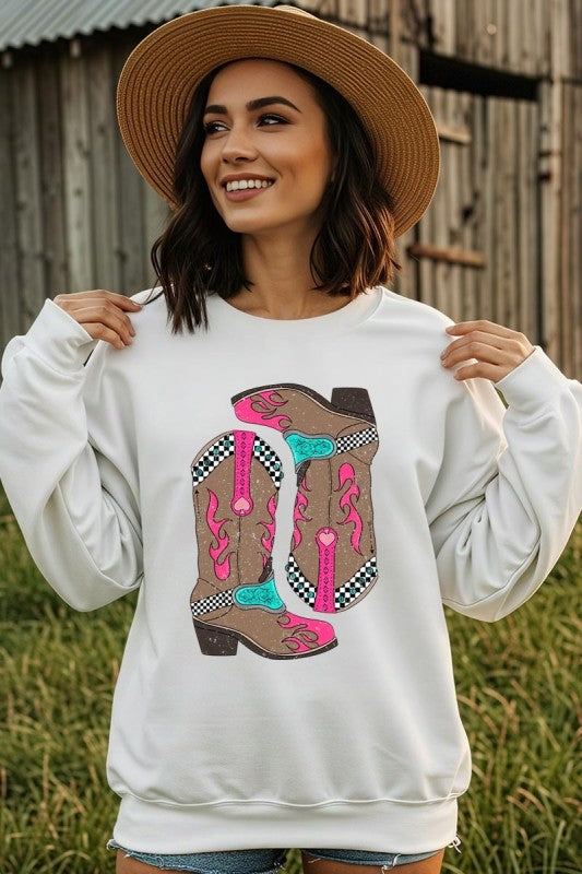 Western Cowgirl Boots Graphic Sweatshirt