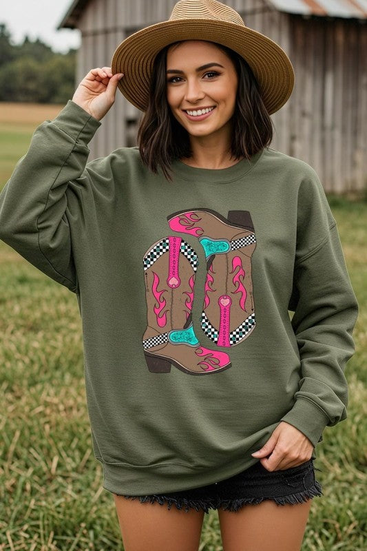Western Cowgirl Boots Graphic Sweatshirt