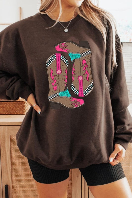 Western Cowgirl Boots Graphic Sweatshirt