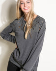 e Luna Distressed French Terry Sweatshirts