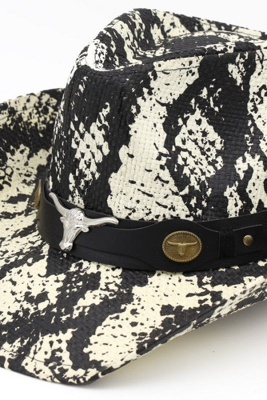 Western Longhorn Snake Printed Cowboy Hat
