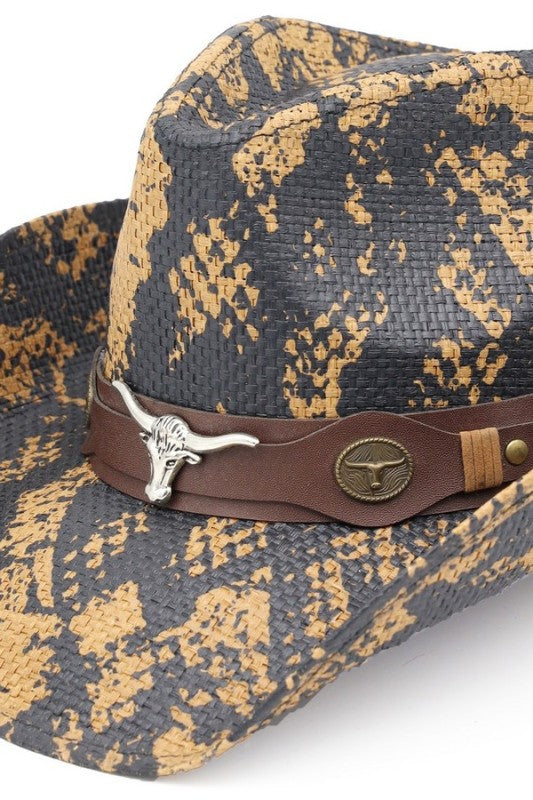 Western Longhorn Snake Printed Cowboy Hat
