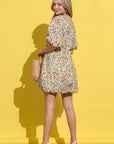 And The Why Full Size Floral Surplice Puff Sleeve Dress