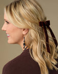 Velvet Bow Hair Clip in Brown