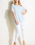 e Luna Striped Lace Patch Boxy Top