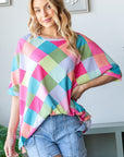 HOPELY Color Block Waffle Oversized T-Shirt