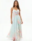 Ethereal Watercolor Floral Sweetheart Chiffon Gown