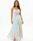 Ethereal Watercolor Floral Sweetheart Chiffon Gown