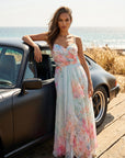 Ethereal Watercolor Floral Sweetheart Chiffon Gown
