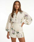 Floral Linen Blend Blouson Two-Piece Set