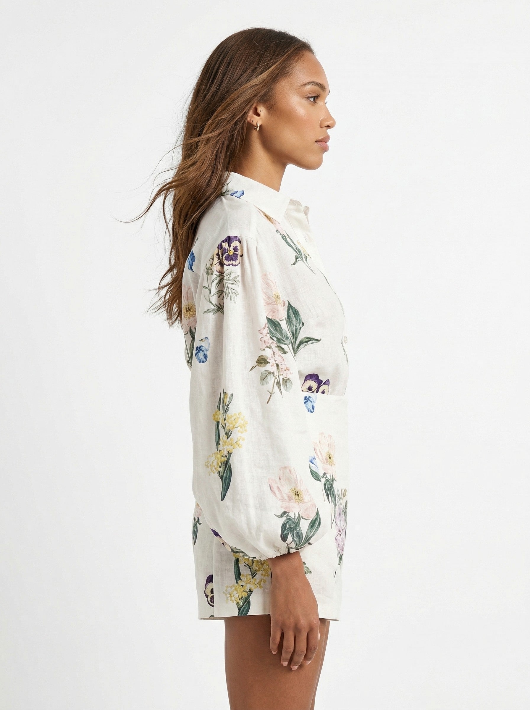 Floral Linen Blend Blouson Two-Piece Set