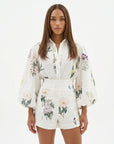 Floral Linen Blend Blouson Two-Piece Set