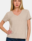 Zenana Ribbed Short Sleeve T-Shirt