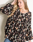 e Luna Floral Woven Baby Doll Top