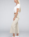 Zenana Acid Washed High Waist Frayed Hem Straight Pants