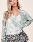 e Luna PLUS Cloud Tie Dye Cheetah Boxy Top