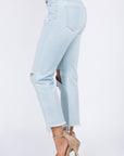 American Bazi High Waist Distressed Raw Hem Jeans