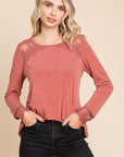 Super Lady Full Size Lace Detail Round Neck T-Shirt