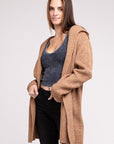 Zenana Hooded Open Front Sweater Cardigan