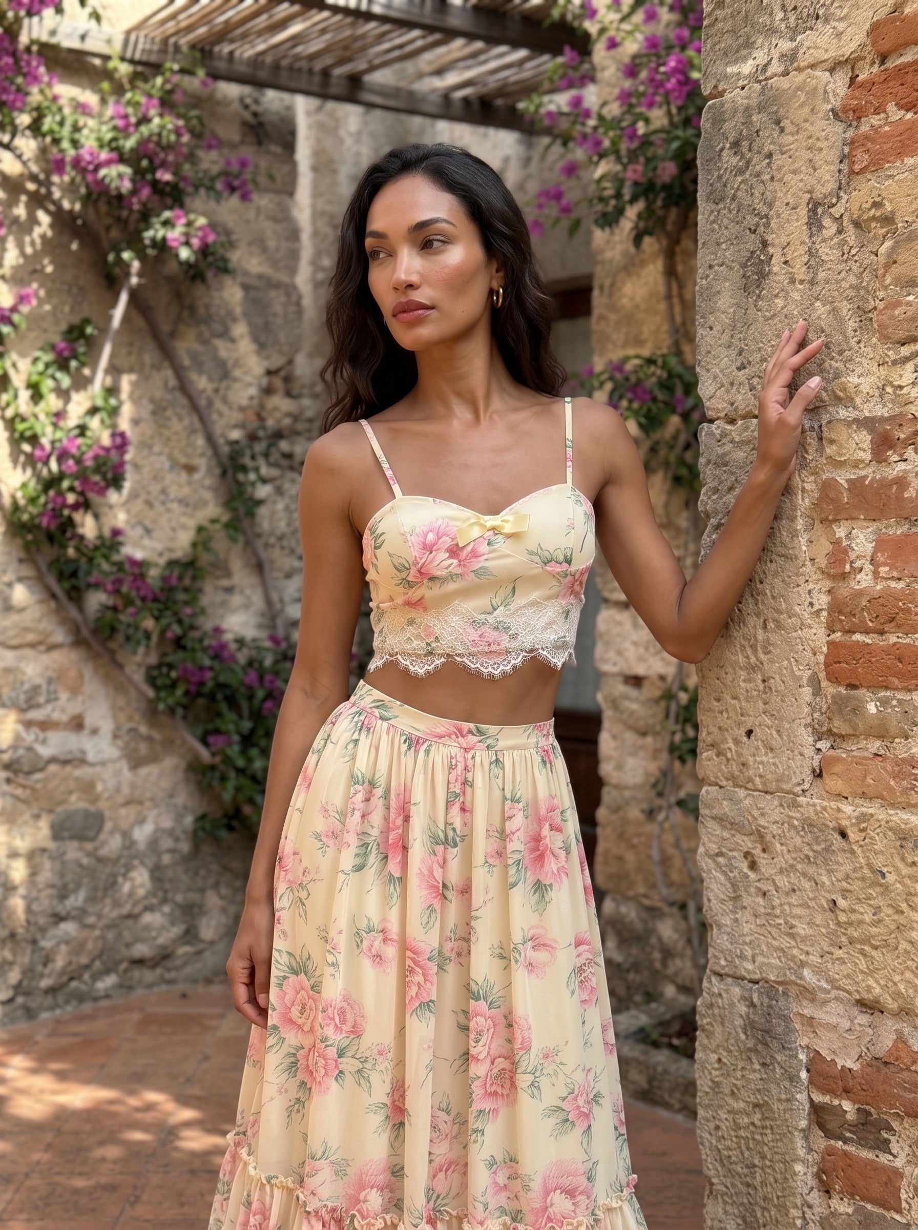 Floral Bustier & Maxi Skirt Set | Romantic Two-Piece