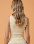 Ribbed Knit Sweet Lace Hem Tank Top