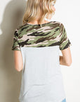 e Luna Plus Pin Stripe Camo Mix Pocket Top