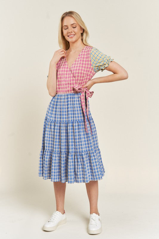 Jade By Jane Colorblock Gingham Dress