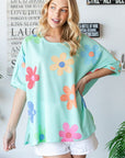 HOPELY Floral Waffle Oversize T-Shirt