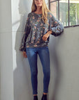 e Luna Allover Floral Print Sweatshirt