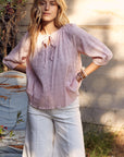 In February Textured Tie Neck Blouse