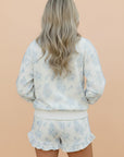 Floral Striped Side Detail Ruffle Hem Top & Shorts Set
