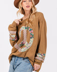 SAGE + FIG Peace Applique Patch Long Sleeve Top