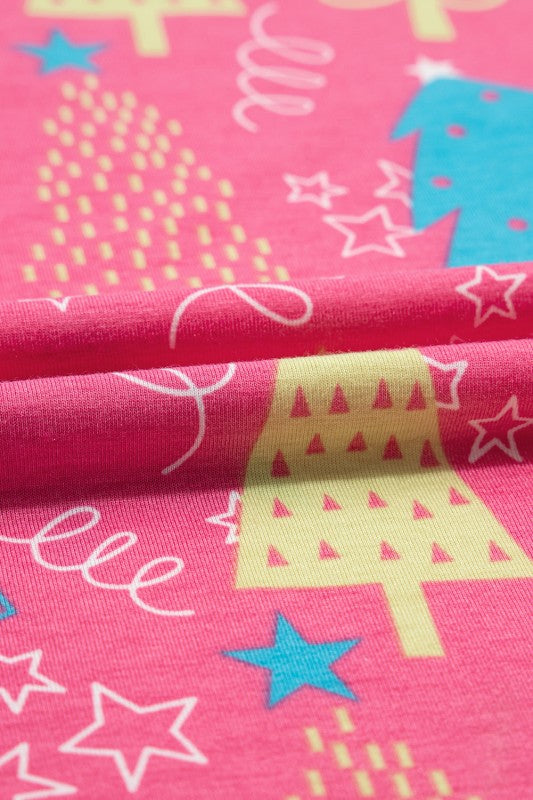 Christmas Tree V-Neck Tee and Pants Lounge Set