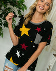 e Luna Plus Star Striped Jersey Pocket Top