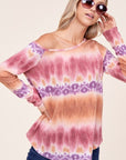 e Luna Cozy Tie Dye Print One Shoulder Top