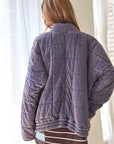 Davi & Dani Washed Soft Comfy Quilting Zip Closure Jacket