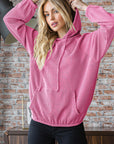 Heimish Ribbed Long Sleeve Hoodie with Kangaroo Pocket