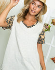 e Luna Plus Cheetah Solid Mixed Tunic