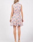 GeeGee Full Size Floral Eyelet Sleeveless Mini Dress