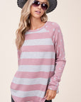 e Luna PLUS Striped Mixed Sweatshirt