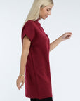 ZENANA Mock Neck Short Sleeve Sweater Dress with Pocket