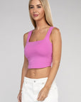 Zenana Cotton Square Neck Cropped Cami Top