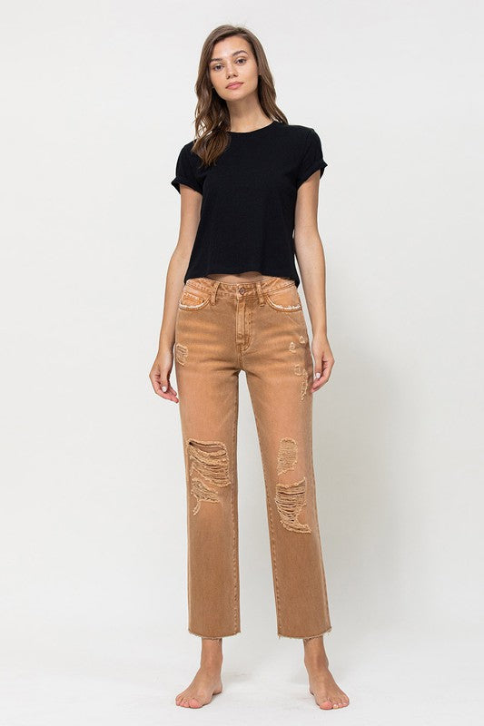 VERVET by Flying Monkey High-RIse Straight Crop Jeans